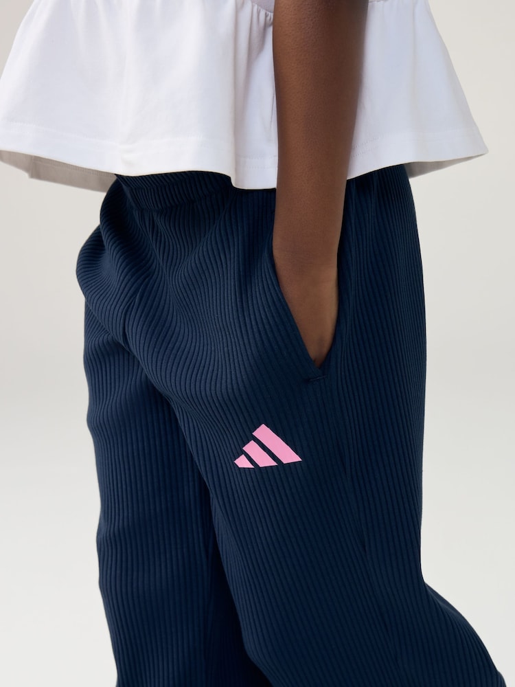 adidas White Peplum T-Shirt and Wide Rib Jogger Little Kids Set - Image 6 of 6 adidas White Peplum T-Shirt and Wide Rib Jogger Little Kids Set - Image 6 of 6
