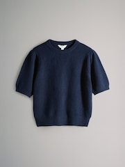 The Set Embellished Charcoal Grey/Navy Blue 2 Pack Knitted T-Shirts - Image 3 of 5