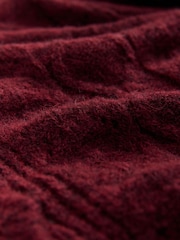 Laura Ashley Burgundy Red Pointelle Button Through Scallop Cardigan With A Touch Of Wool - Image 6 of 6