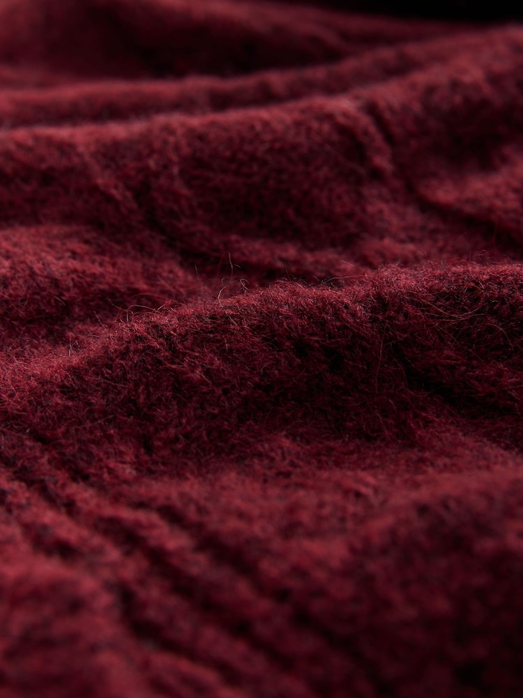 Laura Ashley Burgundy Red Pointelle Button Through Scallop Cardigan With A Touch Of Wool - Image 6 of 6