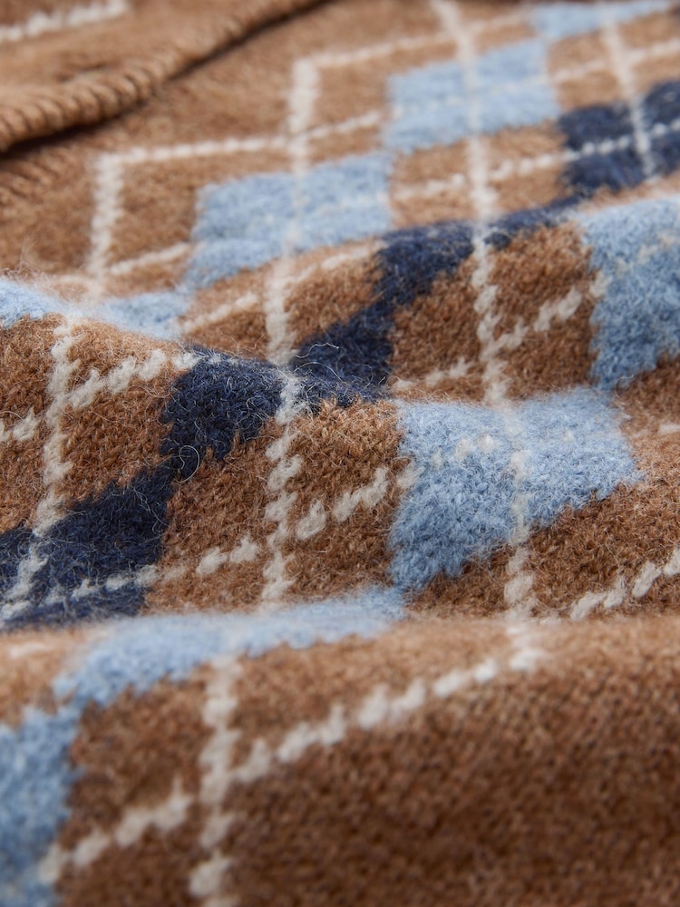 Laura Ashley Tan Brown Argyle Knit Cardigan with A Touch Of Wool - Image 2 of 3