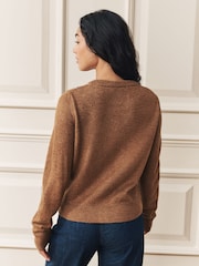 Laura Ashley Tan Brown Argyle Knit Cardigan with A Touch Of Wool - Image 4 of 8