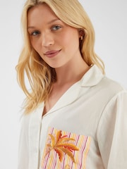 Accessorize Pink Embroidered Stripe Long Pyjamas Set - Image 3 of 4