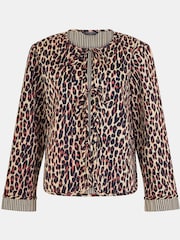 Accessorize Animal Leopard Print Tie Front Quilted Jacket - Image 4 of 4