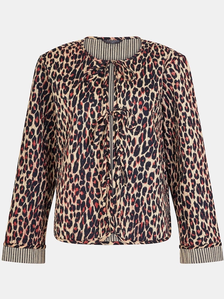 Accessorize Animal Leopard Print Tie Front Quilted Jacket - Image 4 of 4