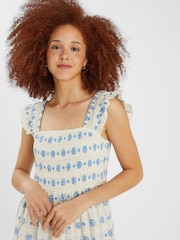 Accessorize White Broderie Smocked Metallic Maxi Dress - Image 3 of 4