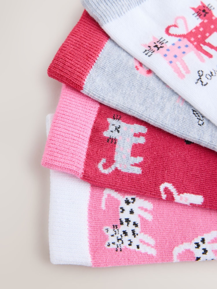Pink Cats Ankle Socks 4 Pack - Image 7 of 7