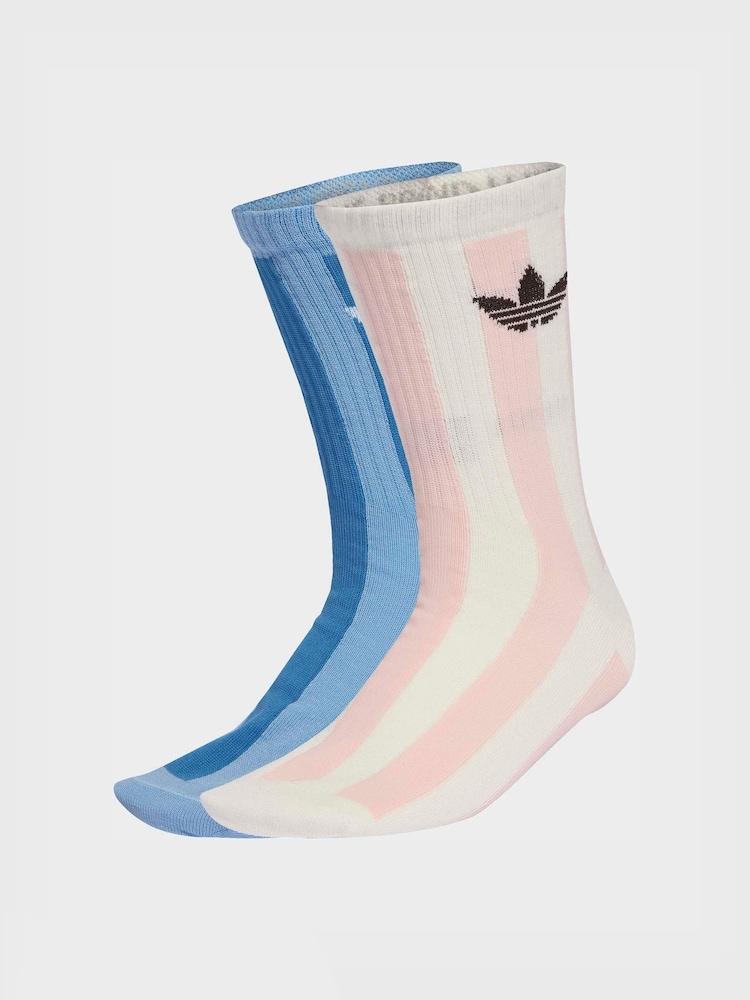 adidas Originals Pink Striped Crew Socks 2 Pack - Image 1 of 4 adidas Originals Pink Striped Crew Socks 2 Pack - Image 1 of 4