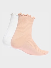 粉色 - adidas Originals Ruffle Ankle Socks 2 Pack - 圖片 2，共 4