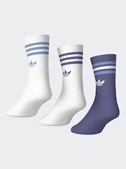 Mavi/Yaşıl - Ekipaj - Adidas Original Üç Zolaqlı Corablar 3 Cütlər - 8şəkildən 5 şəkil