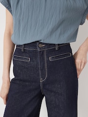 Hush Blue Short Rowan Welt Pocket Flared Jeans - Image 4 of 5