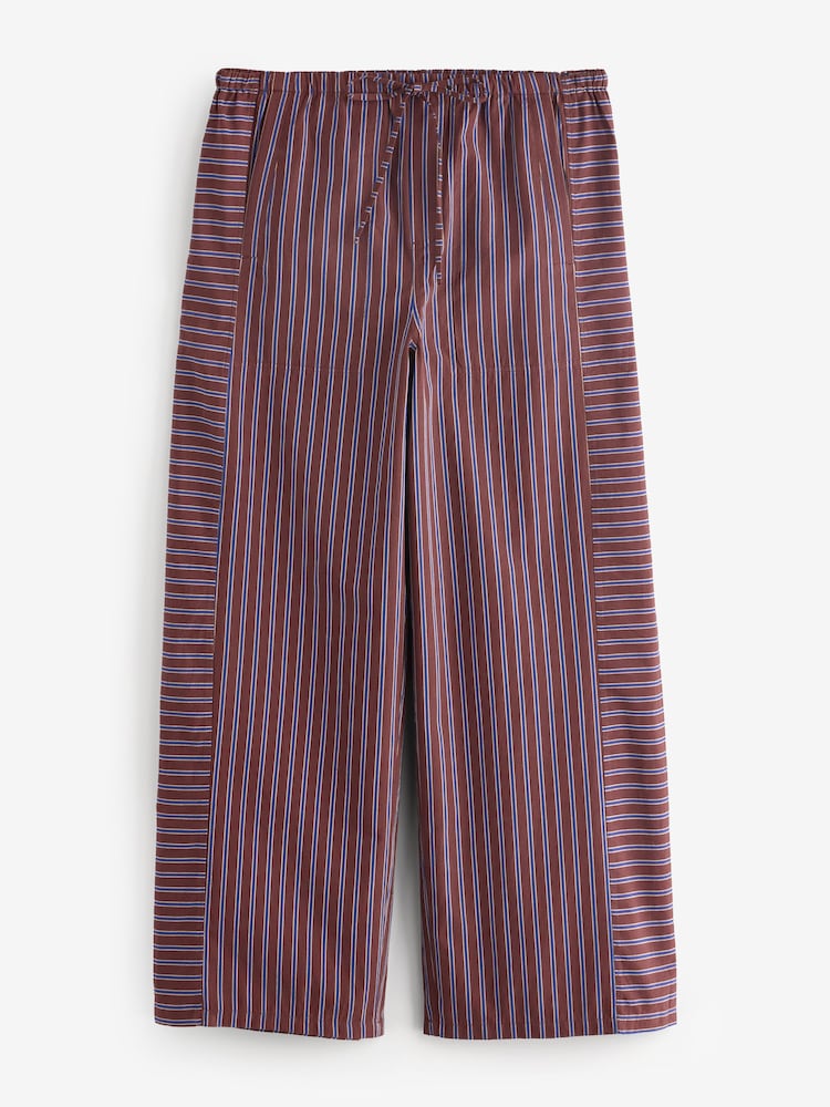 Hush Brown Short Cotton Stripe Pull On Trousers - Image 2 of 2 Hush Brown Short Cotton Stripe Pull On Trousers - Image 2 of 2