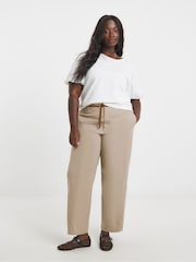 Simply Be Natural Barrel Leg Chino Trousers - Image 1 of 4