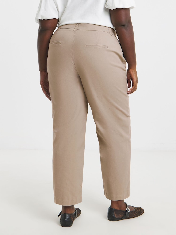 Simply Be Natural Barrel Leg Chino Trousers - Image 2 of 4 Simply Be Natural Barrel Leg Chino Trousers - Image 2 of 4