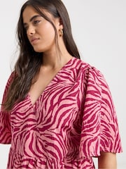 Simply Be Pink Short Sleeve Wrap Midi Dress - Image 3 of 4