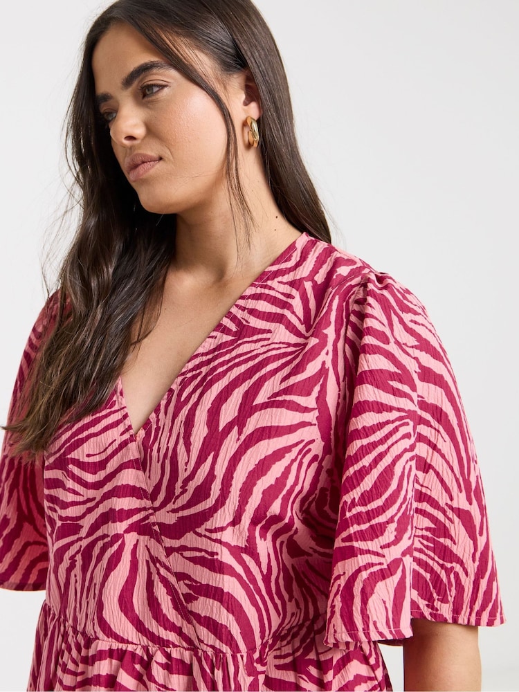 open lace back dress Pink Zebra Print Dress, Best Knee Length Fitted Designer Dress For Women -  Made in USA (US Size: XS-XL)