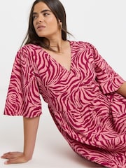 Simply Be Pink Short Sleeve Wrap Midi Dress - Image 4 of 4