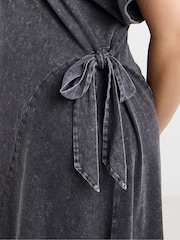 Simply Be Grey Acid Wash Tie Side Dress - Image 3 of 4