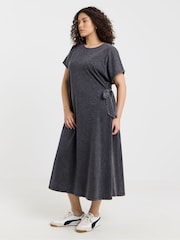 Simply Be Grey Acid Wash Tie Side Dress - Image 4 of 4