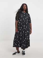 Simply Be Black Supersoft Tiered Midi Dress - Image 1 of 4