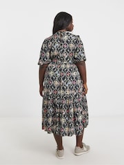 Simply Be Black Short Sleeve Tiered Midi Dress - Image 2 of 4