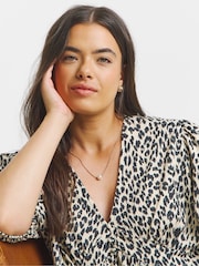 Simply Be Animal Waffle Waist Detail Skater Dress - Image 3 of 4