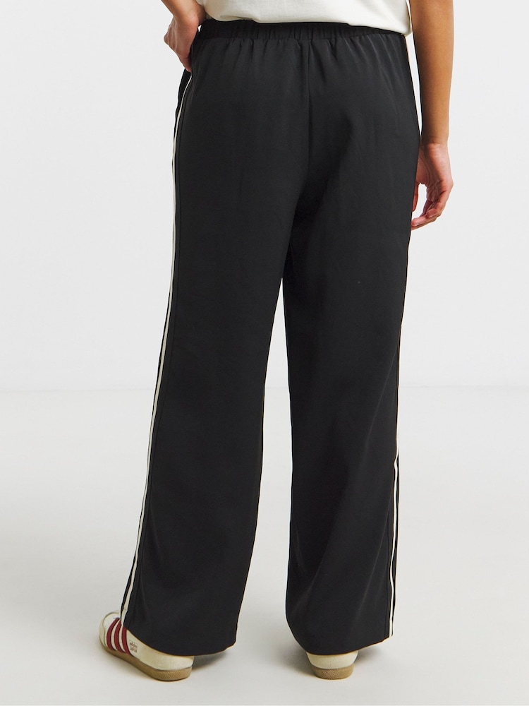 Simply Be Black Side Stripe Wide Leg Trousers - Image 2 of 4