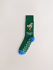 Blue/Green/Red Golf Novelty Christmas Pattern Socks 5 Pack - Image 3 of 8