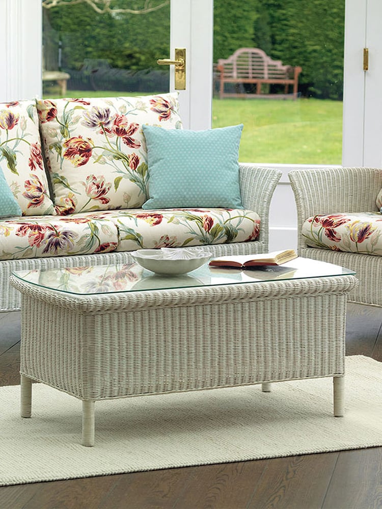 Laura Ashley White Wash Rattan Coffee Table - Image 1 of 2