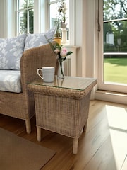 Laura Ashley Harvest Brown Rattan Side Table - Image 1 of 2