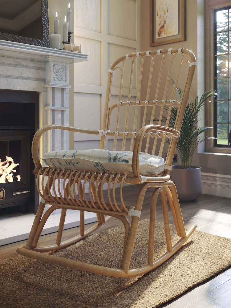 Laura Ashley Pussy Willow Seaspray Cane Rocking Chair - Image 1 of 3