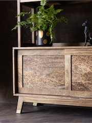 Rockett St George Mango Wood Leopard Print Shelving Unit - Image 2 of 7
