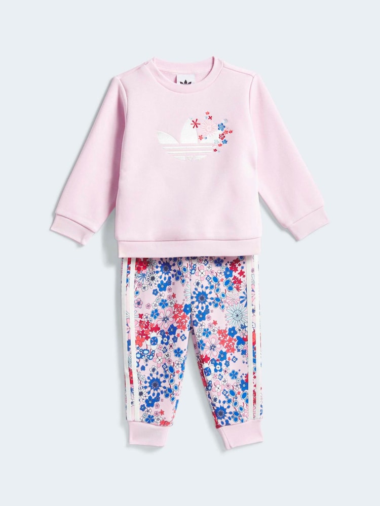 adidas Originals Pink Liberty London Sweatshirt and Joggers Infant Set - Image 1 of 7