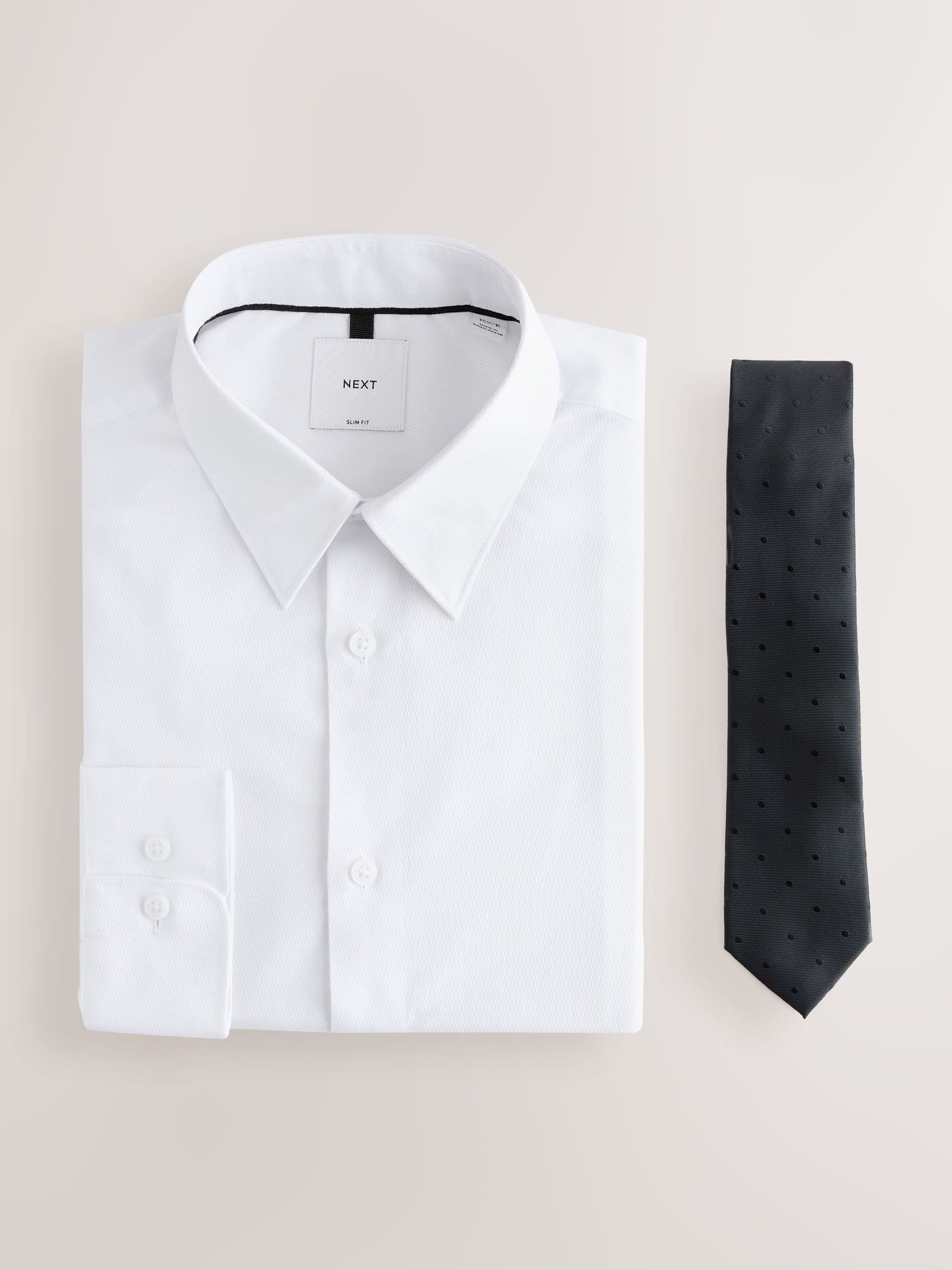 slim fit white dress shirt with black buttons Buy White/Black Polka Dot Slim Fit Occasion Shirt And Tie Set from Next USA