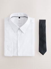 White /Black Slim Fit Occasion Shirt And Tie Set - Image 7 of 9