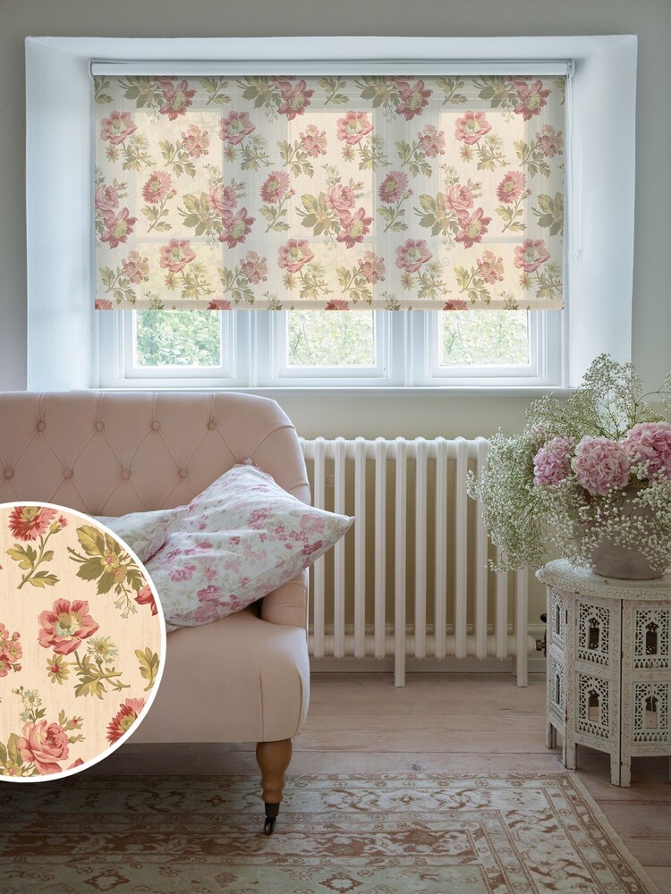 Shabby Chic by Rachel Ashwell® Vintage Pink Eloise Sheer Made to Measure Roller Blind - Image 1 of 4