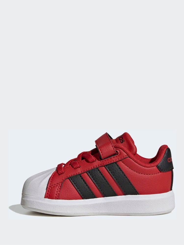 adidas Red Street Talk Elastic Lace Infant Trainers - Image 2 of 9 adidas Red Street Talk Elastic Lace Infant Trainers - Image 2 of 9