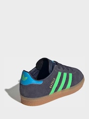 adidas Originals Navy Blue Gazelle Comfort Closure Elastic Laces Infant Trainers - Image 5 of 11