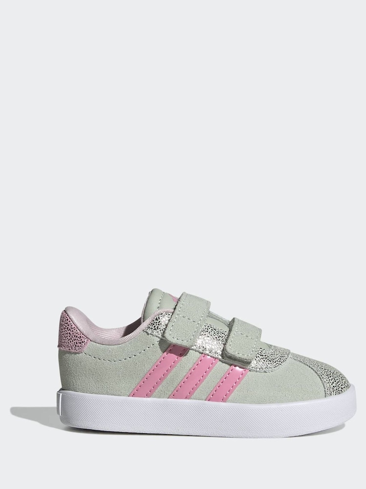 adidas Green VL Court 3.0 Hook and Loop Kids Trainers - Image 1 of 9