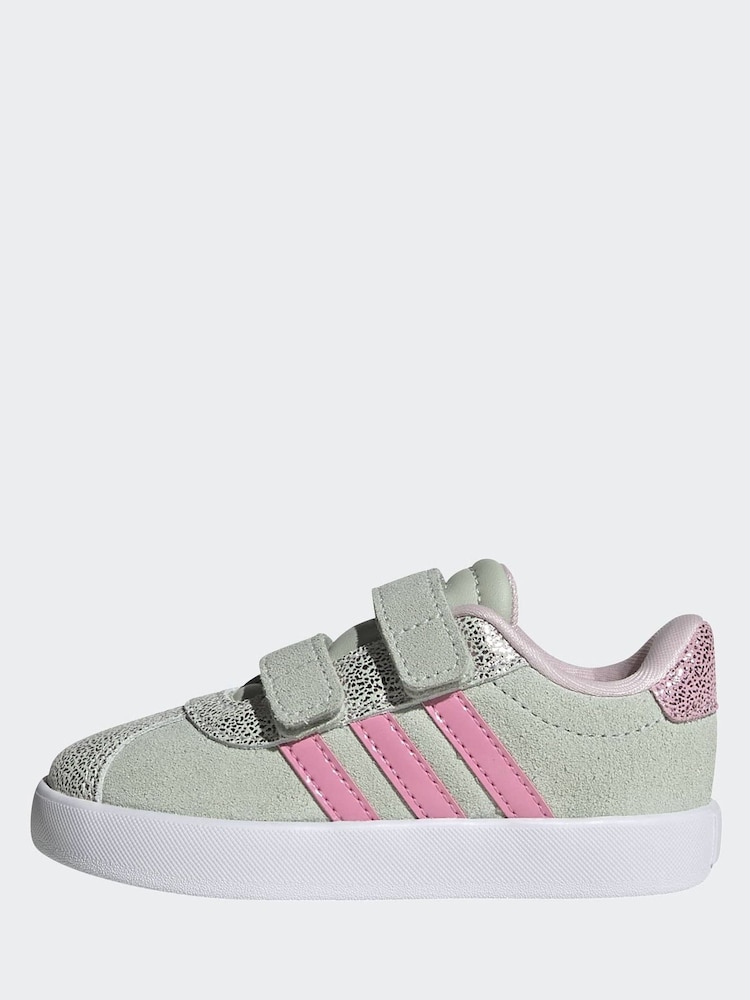 adidas Green VL Court 3.0 Hook and Loop Kids Trainers - Image 2 of 9