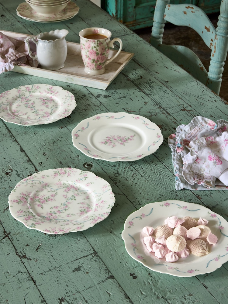 Shabby Chic by Rachel Ashwell® Set of 4 Pink Floral Side Plates - Image 1 of 4