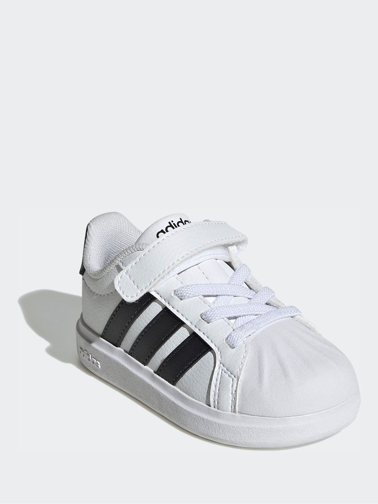 adidas gazelle silver green womens Acebos White Stripe Velcro Baby Sneaker 24 main image 0