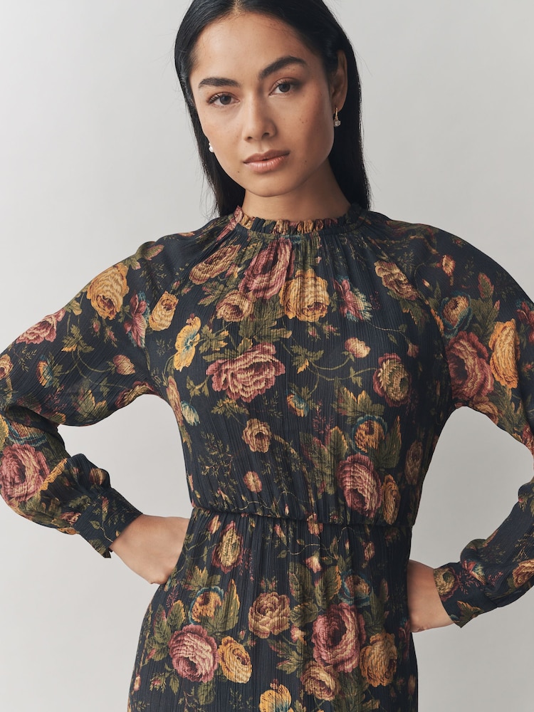 Laura Ashley Black Uffington Print Viscose Maxi Occasion Dress - Image 2 of 6 Laura Ashley Black Uffington Print Viscose Maxi Occasion Dress - Image 2 of 6