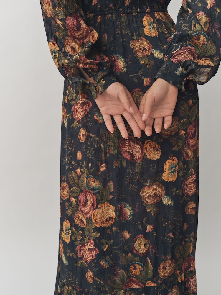 Laura Ashley Black Uffington Print Viscose Maxi Occasion Dress - Image 6 of 6 Laura Ashley Black Uffington Print Viscose Maxi Occasion Dress - Image 6 of 6