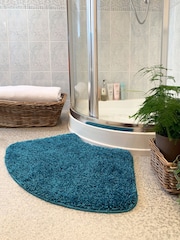 My Rug Teal Shaggy Curved Bath Mat - Image 1 of 3
