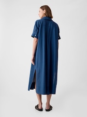 Gap Blue Linen-Cotton Short Sleeve Maxi Dress - Image 2 of 5