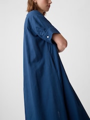 Gap Blue Linen-Cotton Short Sleeve Maxi Dress - Image 4 of 5