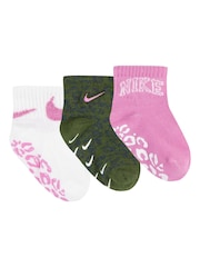 Nike Pink Infant Gripper Animal Print Socks 3 Pack - Image 1 of 5
