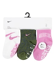 Nike Pink Infant Gripper Animal Print Socks 3 Pack - Image 2 of 5