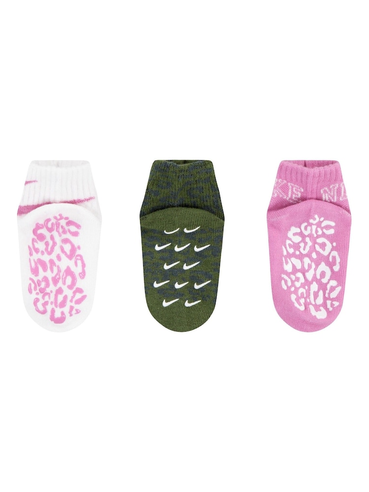 Nike Pink Infant Gripper Animal Print Socks 3 Pack - Image 5 of 5